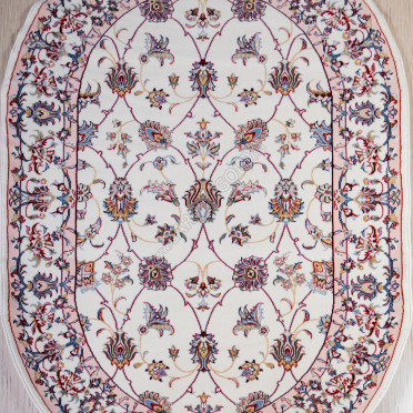 Ковер монгольский 6C1562-1 Hunnu (Вискоза - Шерсть, кремовый) овальный