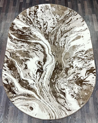 Ковер турецкий V136A Bojnord (PP Heatset Высокоплотный, бежевый, коричневый) овальный