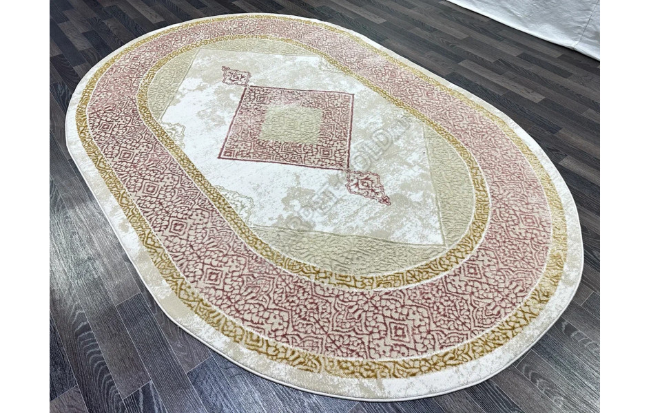 Розовый ковер A3582A_IVORY PINK Lowa овал