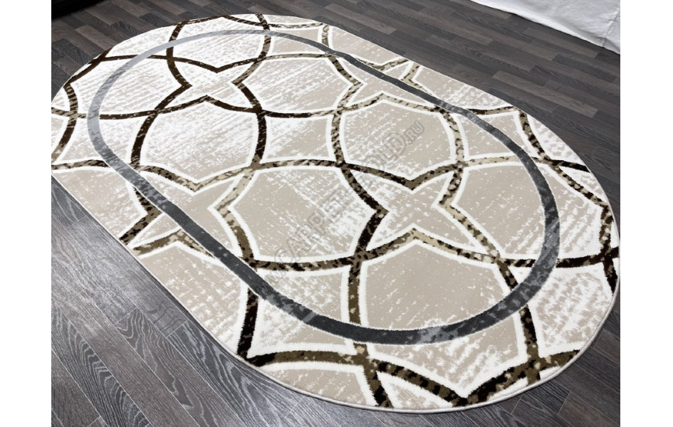 Турецкий ковер 40706A_KAHVE / VIZON ОВАЛ