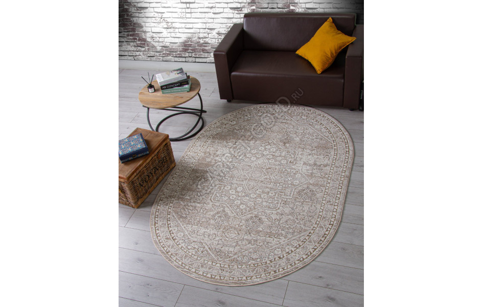 Ковер 04293A - BEIGE FDY / CREAM HB - Овал - коллекция NOVA